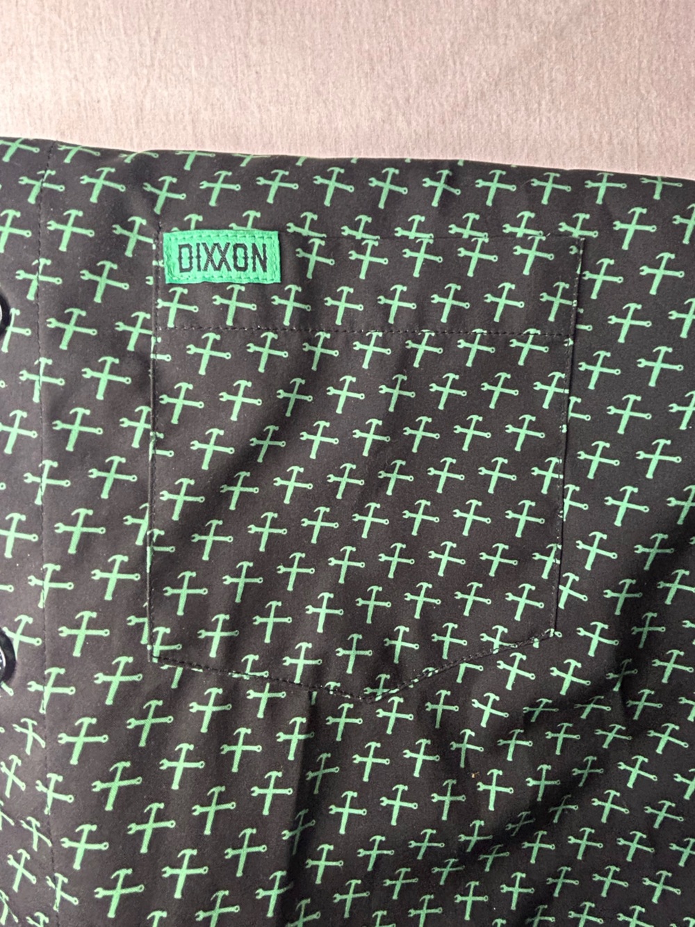 DIXXON Black Shirt with Mint Green Cross Print - Picture 4 of 7